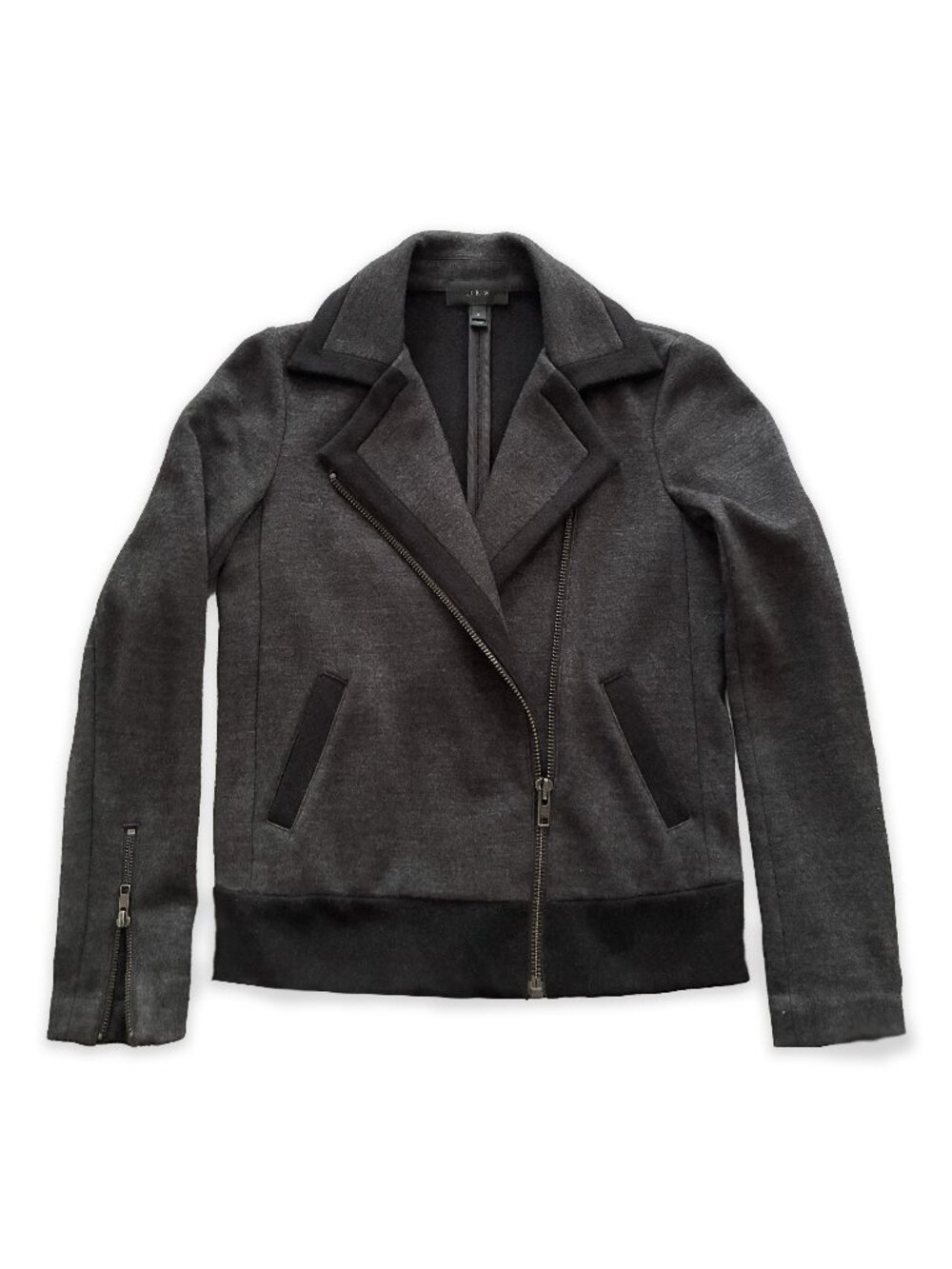J. Crew Charcoal and Black Wool-Blend Jersey Moto Jacket